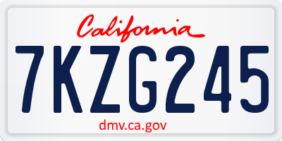 CA license plate 7KZG245