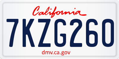 CA license plate 7KZG260