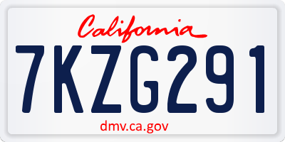 CA license plate 7KZG291
