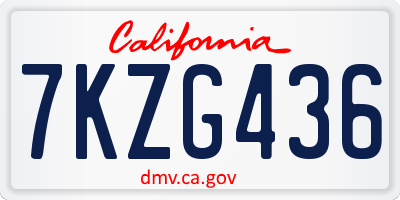 CA license plate 7KZG436