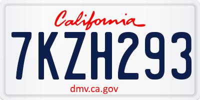 CA license plate 7KZH293
