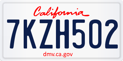 CA license plate 7KZH502