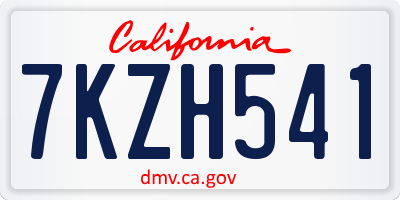 CA license plate 7KZH541