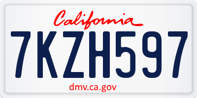 CA license plate 7KZH597