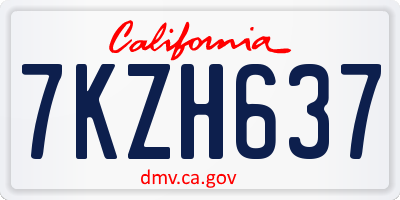 CA license plate 7KZH637