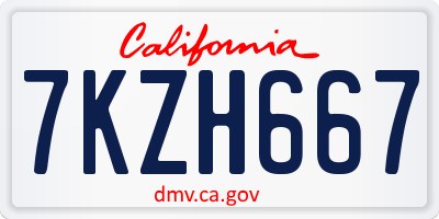 CA license plate 7KZH667