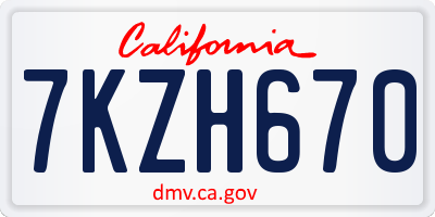 CA license plate 7KZH670