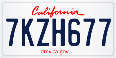 CA license plate 7KZH677