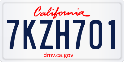 CA license plate 7KZH701