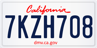 CA license plate 7KZH708