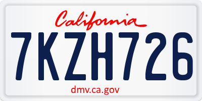 CA license plate 7KZH726