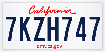 CA license plate 7KZH747