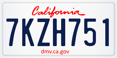 CA license plate 7KZH751