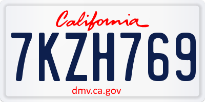 CA license plate 7KZH769