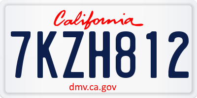 CA license plate 7KZH812