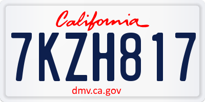 CA license plate 7KZH817