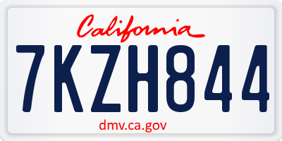 CA license plate 7KZH844
