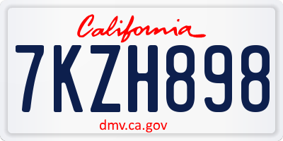 CA license plate 7KZH898