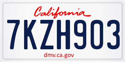 CA license plate 7KZH903