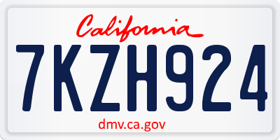 CA license plate 7KZH924