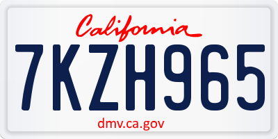 CA license plate 7KZH965