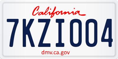 CA license plate 7KZI004