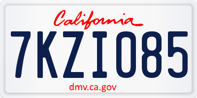 CA license plate 7KZI085