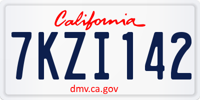 CA license plate 7KZI142