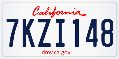 CA license plate 7KZI148