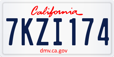 CA license plate 7KZI174