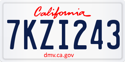 CA license plate 7KZI243