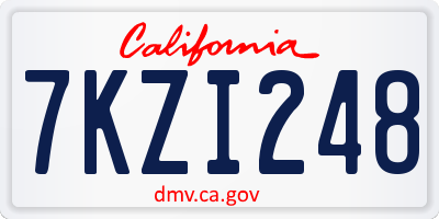 CA license plate 7KZI248