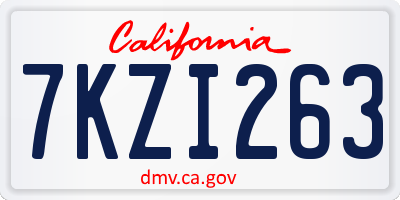 CA license plate 7KZI263