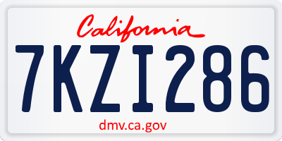 CA license plate 7KZI286