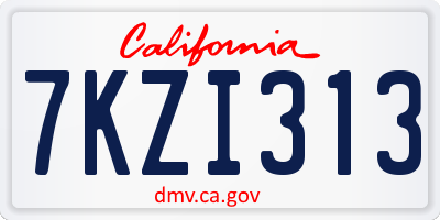 CA license plate 7KZI313