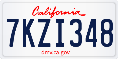 CA license plate 7KZI348