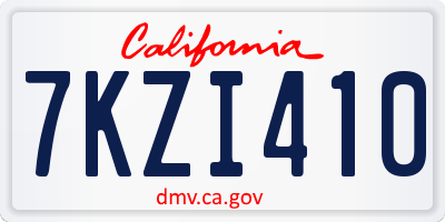 CA license plate 7KZI410
