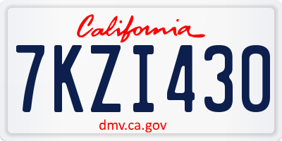CA license plate 7KZI430