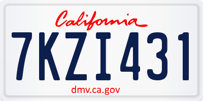 CA license plate 7KZI431