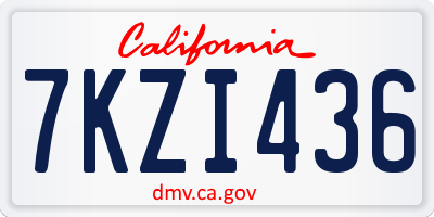 CA license plate 7KZI436