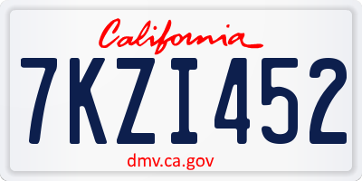 CA license plate 7KZI452