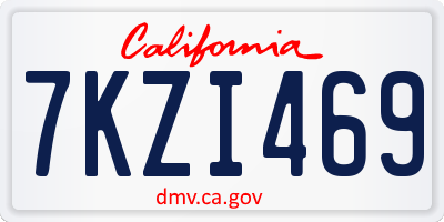 CA license plate 7KZI469