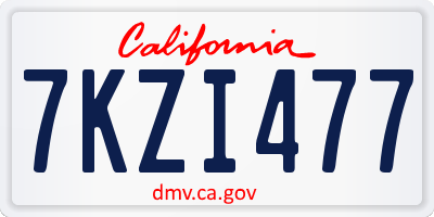 CA license plate 7KZI477