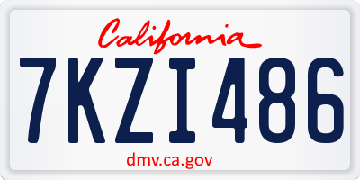 CA license plate 7KZI486