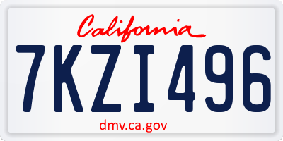 CA license plate 7KZI496