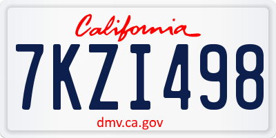 CA license plate 7KZI498