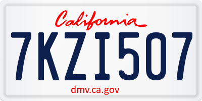 CA license plate 7KZI507