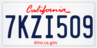 CA license plate 7KZI509