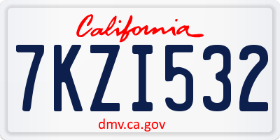 CA license plate 7KZI532
