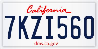 CA license plate 7KZI560